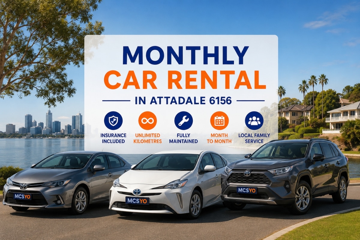 Monthly Car Rental in Attadale 6156 featuring Toyota hybrid vehicles including a Corolla, Prius and RAV4 beside the Swan River with affordable long term car hire, insurance included and unlimited kilometres in Perth WA